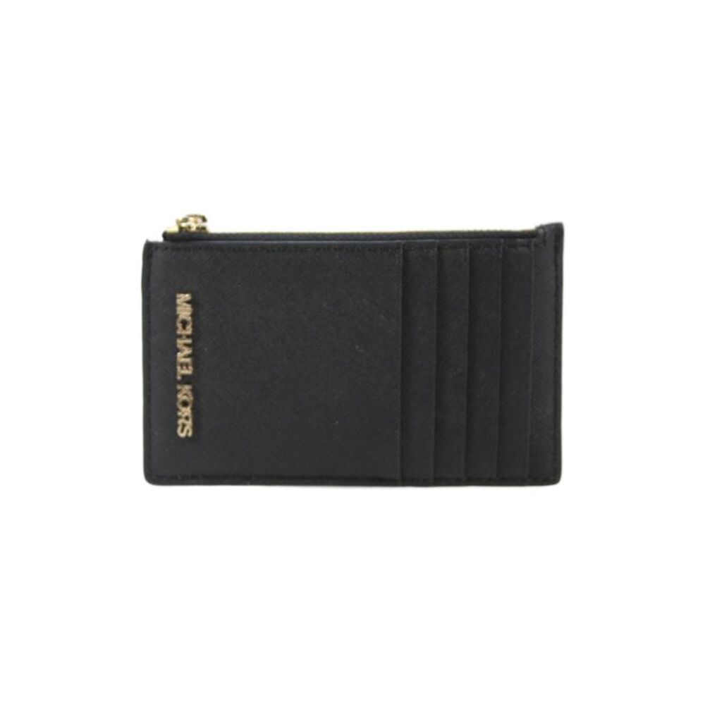 Michael Kors Womens Jet Set Travel Top Zip Card Wallet Black